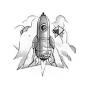 rocket ship tattoo design idea