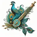 Krishna Flute with Peacock Feather and the flute as an arrow tattoo design idea