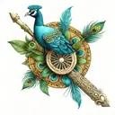 Krishna Flute with Peacock Feather and the flute as an arrow tattoo design idea