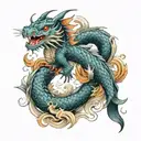 dragon wrapping around koi fish going up  tattoo design idea