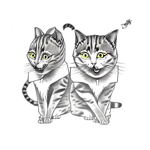 Three wise monkeys but as cats tattoo design idea