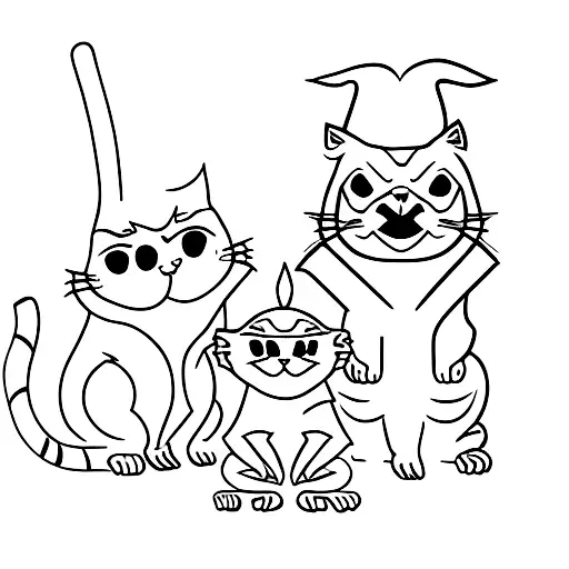 Three wise monkeys but as cats tattoo design idea