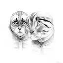 Three wise monkeys but as cats tattoo design idea