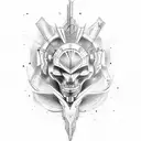 A unique tattoo design representing the client's passion for weapons and cars, ghetto tattoo design idea