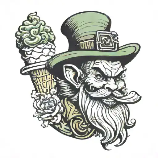 leprechaun with ice cream cone   tattoo design idea