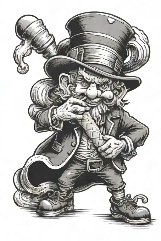 ghetto leprechaun holding a ice cream cone   tattoo design idea