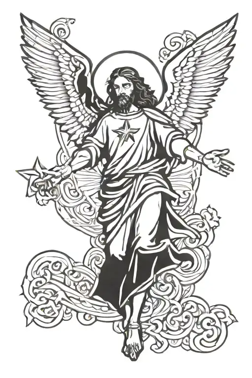 Jesus st Michael st patrick star tattoo design idea