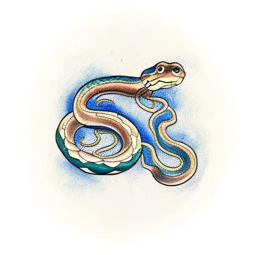 A traditional tattoo of a snake intertwined with tree shedding its skin tattoo design idea