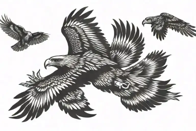 golden eagle flying tattoo design idea