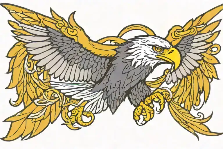 golden eagle flying tattoo design idea