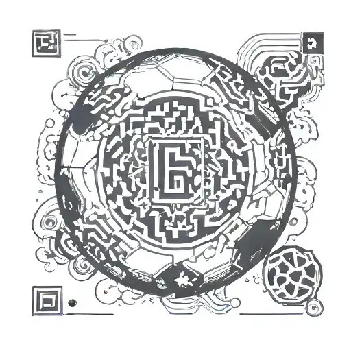 qr code inside a soccer ball tattoo design idea