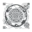 qr code inside a soccer ball tattoo design idea