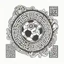 qr code inside a soccer ball tattoo design idea