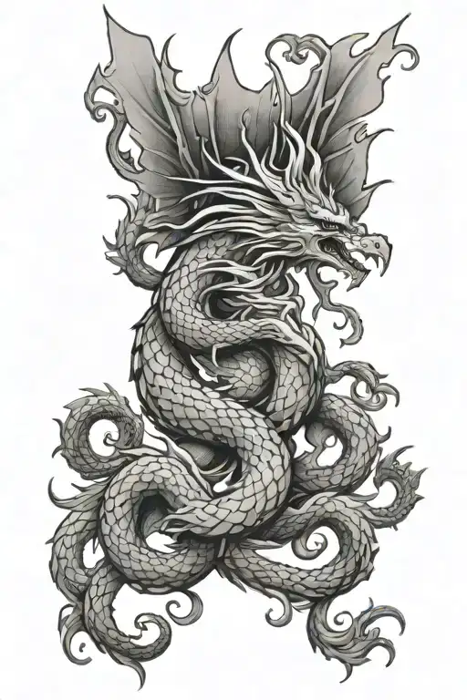 dragon and Phoenix  tattoo design idea