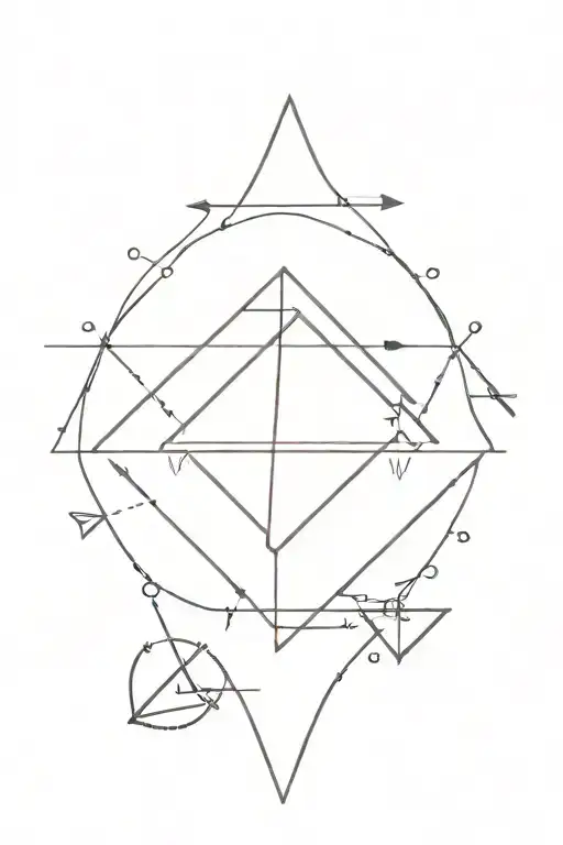 Minimalistic and fine line tattoo with one arrow with three triangles, one triangle is referring to air element and the  tattoo design idea