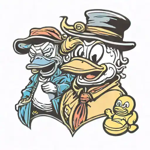 ghostface & rubber duck tattoo design idea