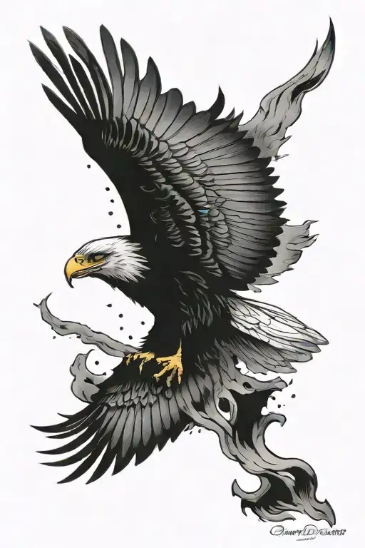 phrase "when it rains here I know it's the tears of someone who turned to ashes" with an eagle's eyes at the end tattoo design idea