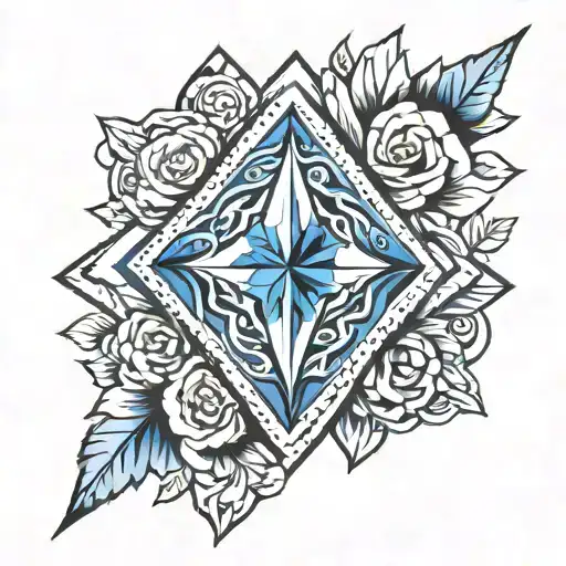 traditional shaded blue diamond shape tattoo design idea