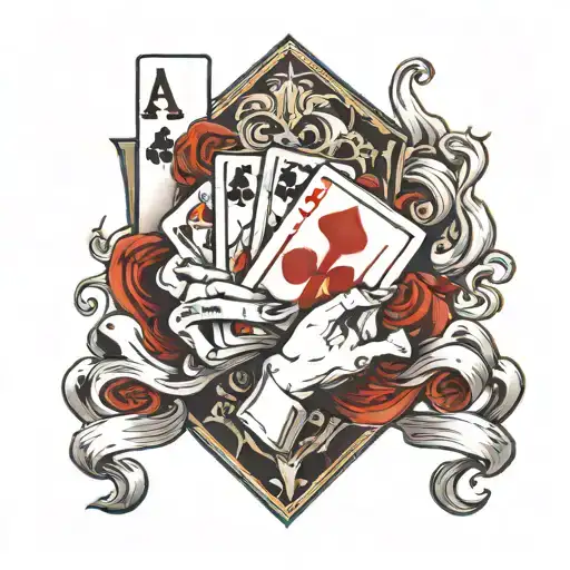 Royal flush hand of cards tattoo design idea