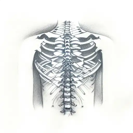spine tattoo with ribs and collarbone tattoo design idea