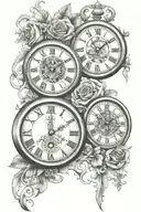 2 clocks with the names Anthony III and Chloe  tattoo design idea