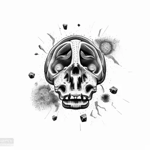 broken brain of a once great person, who has slowly fallen apart because the universe was cruel to them tattoo design idea