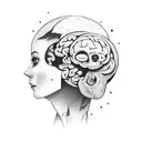 a person with a broken brain who is overwhelmed by all the things they need to fix in life tattoo design idea