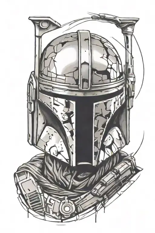  mandalorian helmet Cyber ​​security tattoo design idea