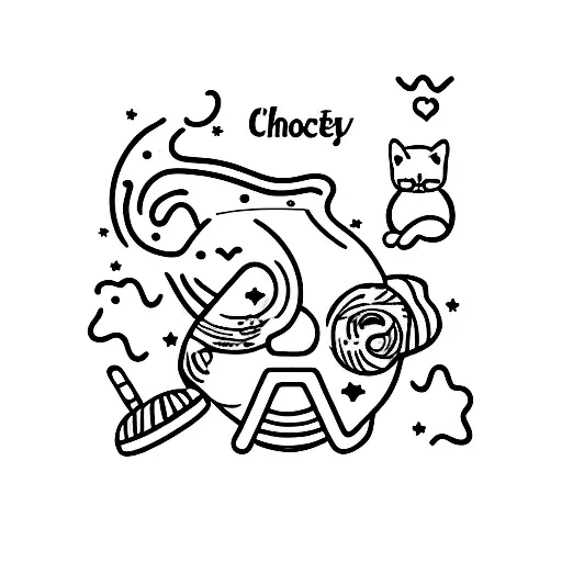 Milky Way chocolate bar with kittens tattoo design idea