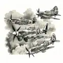 4 Spitfire planes flying overhead tattoo design idea