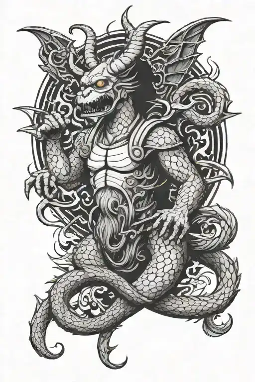 Homer Simpson baphomet fire dragon tattoo design idea