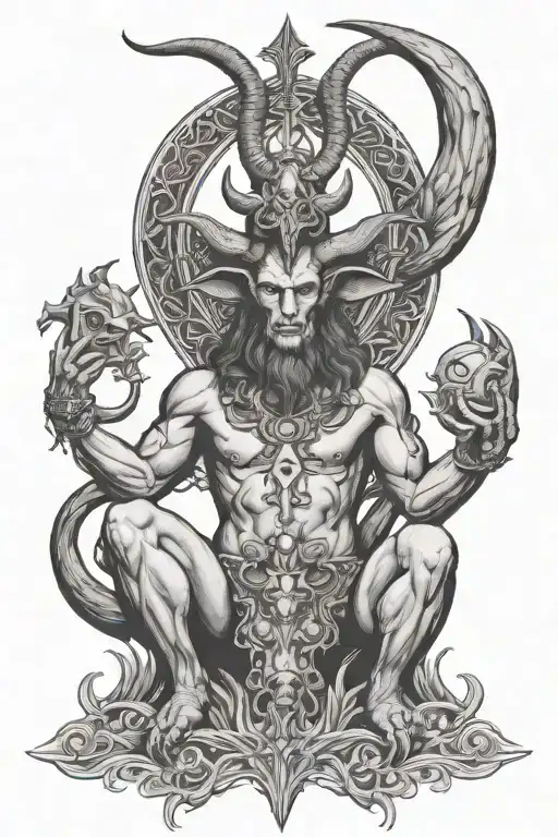  baphomet surrounded tattoo design idea