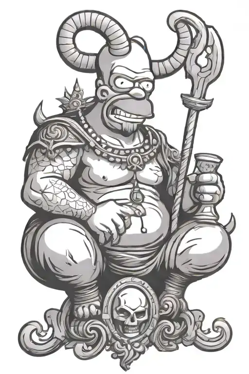 Homer Simpson baphomet   tattoo design idea
