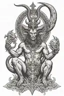  baphomet surrounded tattoo design idea