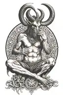  baphomet surrounded tattoo design idea