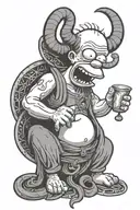 Homer Simpson baphomet   tattoo design idea