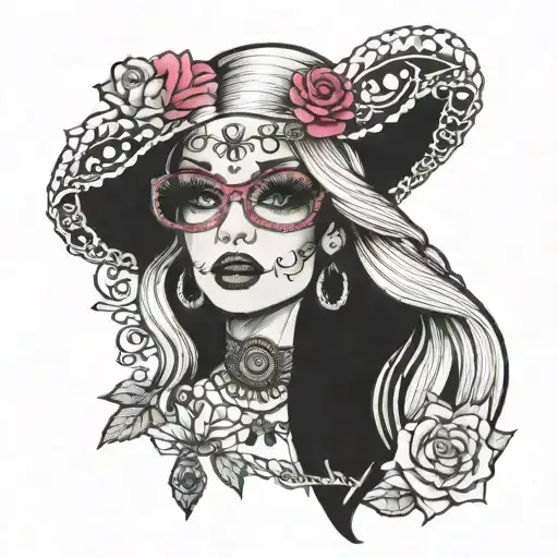 fun girl barbie woth quote 'Not all who wander tattoo design idea