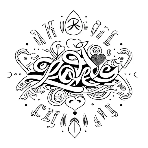 the words love | peace | harmony with graphics tattoo design idea