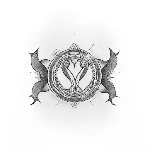 tattoo design for ring finger which is a two arc fish symbol inside that contain the international symbol for friendship tattoo design idea