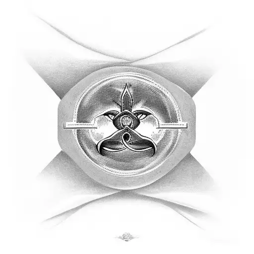 A tattoo design for  ring finger which is a ichthys symbol and inside that contain the international symbol for tattoo design idea