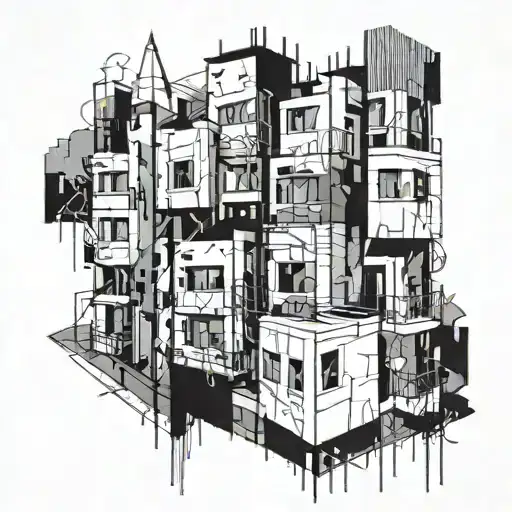 Abstract cityscape inspired by street art tattoo design idea