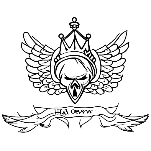 hawk with king's crown tied to feet with leather belt tattoo design idea