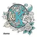 My kids name included in the fantastic four symbol, Karina, Alexandra, Jazmine, Brandon  tattoo design idea