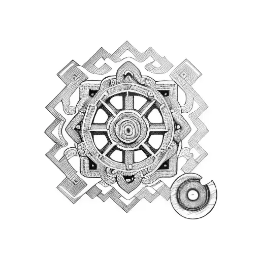 Intricate wooden gears intertwined with vintage Stanley tools tattoo design idea