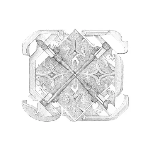 A collection of vintage woodworking hand tools arranged in a mesmerizing pattern tattoo design idea