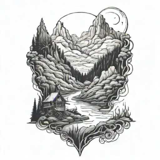 valley of the shadow and  death  tattoo design idea