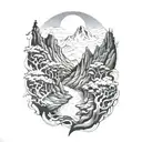 valley of the shadow and  death  tattoo design idea