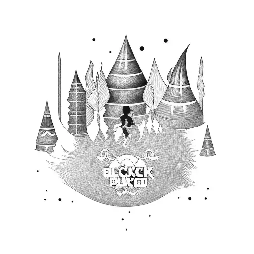 A design incorporating the names of your three children in drumstick font tattoo design idea