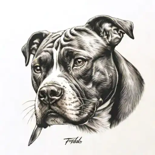 knife pitbull  tattoo design idea