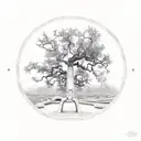Helix and oak tree tattoo design idea
